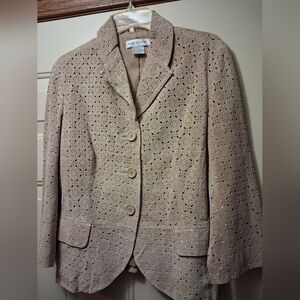 Tan Suede Eyelit Leather Blazer